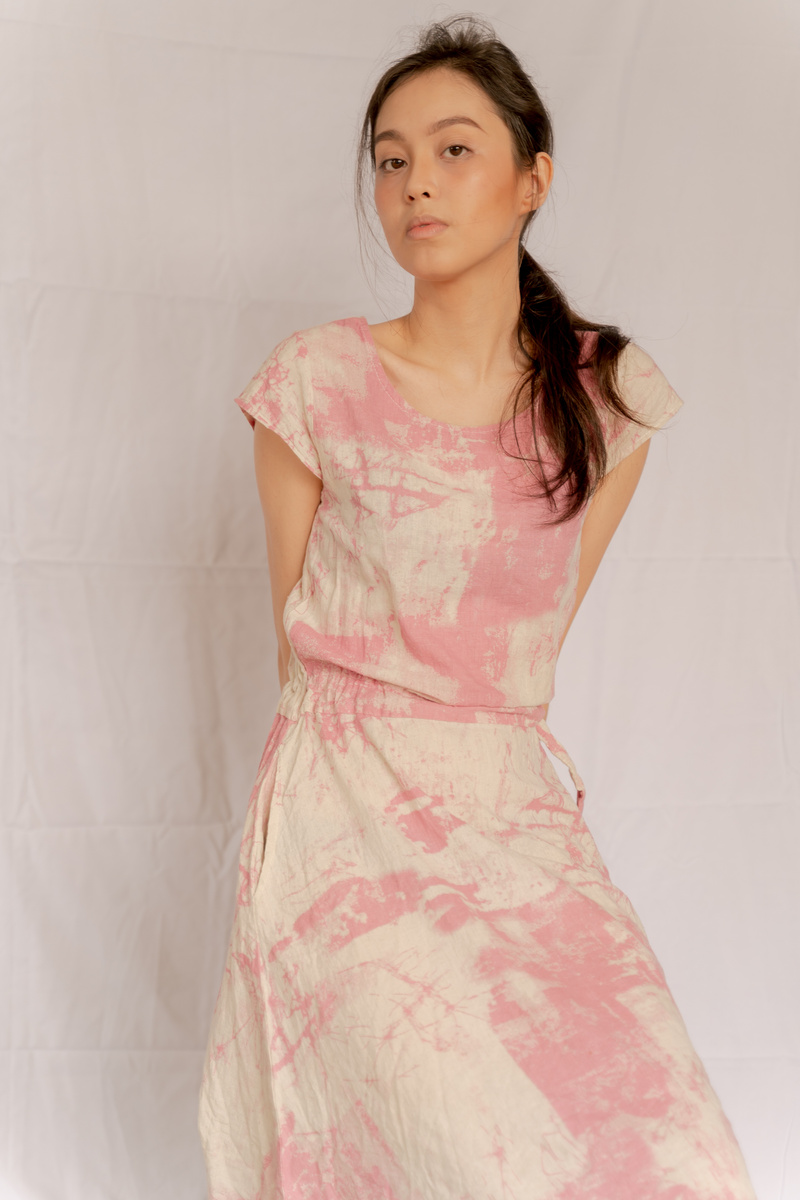 Portrait of Young Woman in Hand-Dyed Dress